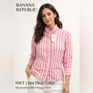 Banana Republic Pink & White Stripe Button-Down Shirt | NWT | Size 2